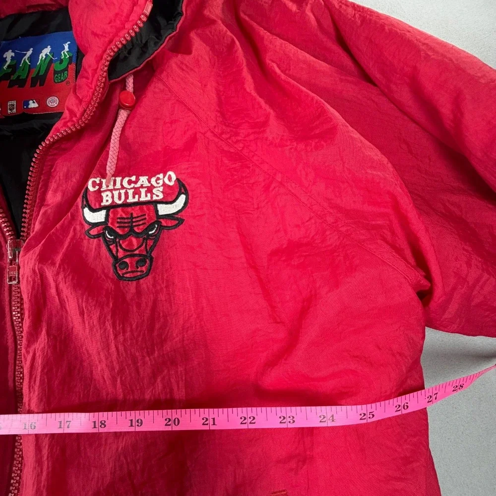 Chicago Bulls Puffer Jacket Mens XL Red Hooded 90s NBA Fans Gear